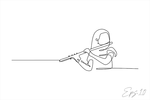 diseño de ilustración de vector de línea continua de mujer tocando la flauta