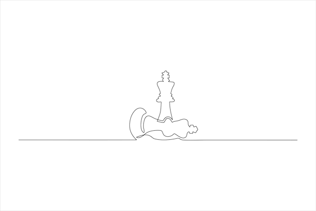 diseño de ilustración de vector de línea continua de pieza de ajedrez