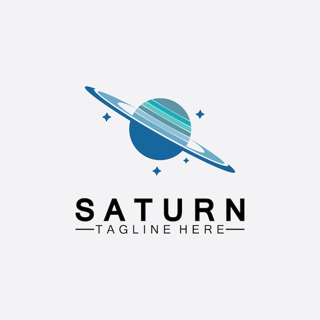 Diseño de ilustración de vector de logo de planeta Saturno. Plantilla de logotipo de planeta. Vector logo de espacio