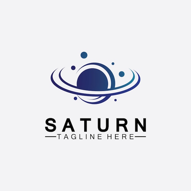 Diseño de ilustración de vector de logo de planeta Saturno. Plantilla de logotipo de planeta. Vector logo de espacio