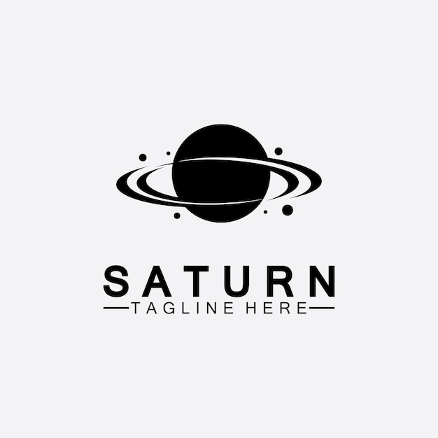 Diseño de ilustración de vector de logo de planeta Saturno. Plantilla de logotipo de planeta. Vector logo de espacio