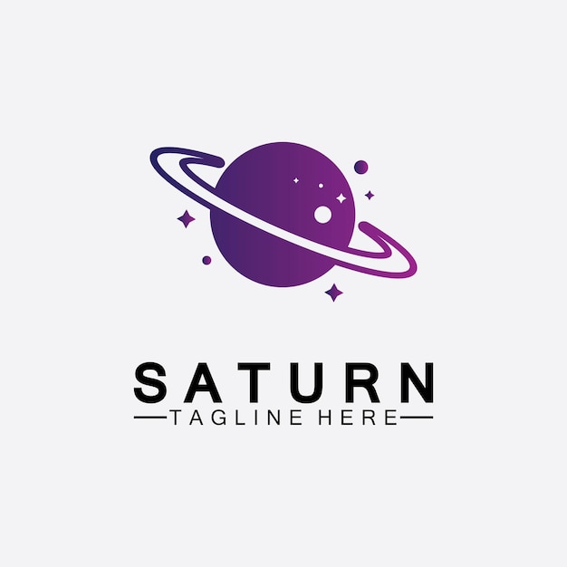 Diseño de ilustración de vector de logo de planeta Saturno. Plantilla de logotipo de planeta. Vector logo de espacio