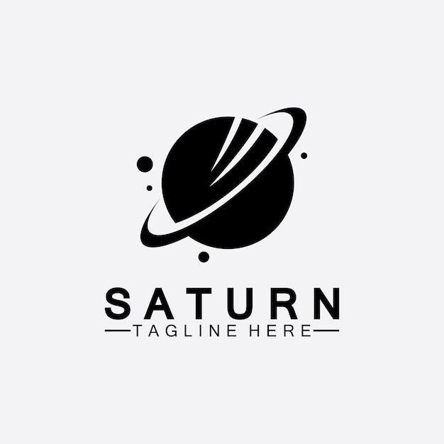 Diseño de ilustración de vector de logo de planeta Saturno. Plantilla de logotipo de planeta. Vector logo de espacio