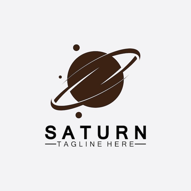 Diseño de ilustración de vector de logo de planeta Saturno. Plantilla de logotipo de planeta. Vector logo de espacio