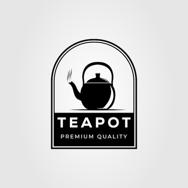 Diseño de ilustración de vector de logotipo de bebida de té caliente y tetera