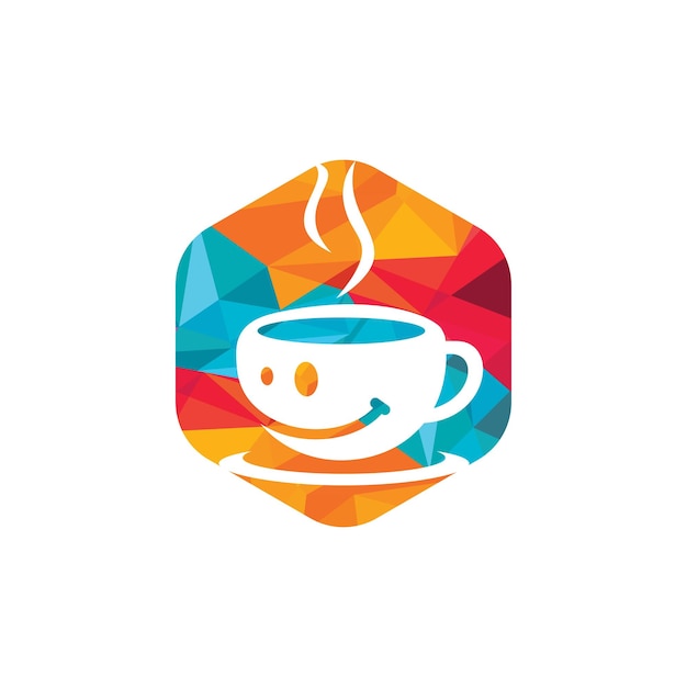 Diseño de ilustración de vector de logotipo de café de sonrisa
