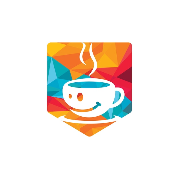 Diseño de ilustración de vector de logotipo de café de sonrisa