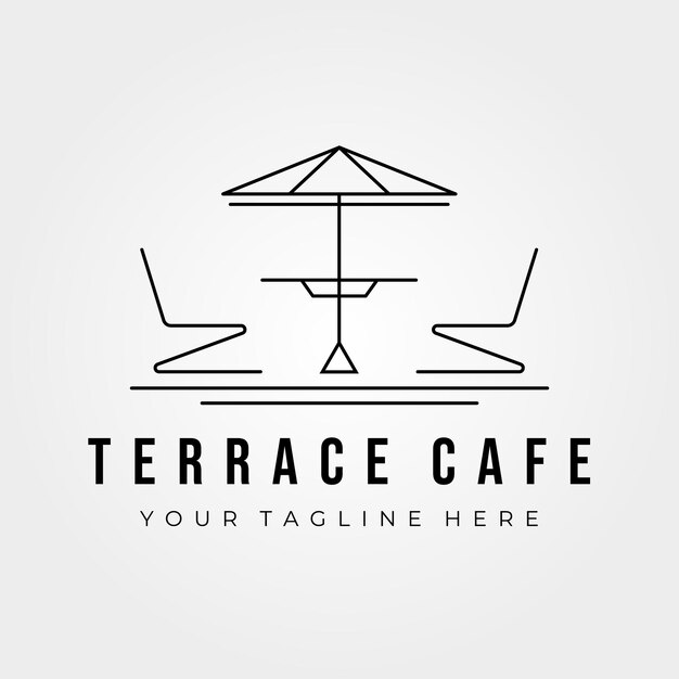 Diseño de ilustración de vector de logotipo de cafetería de terraza simple