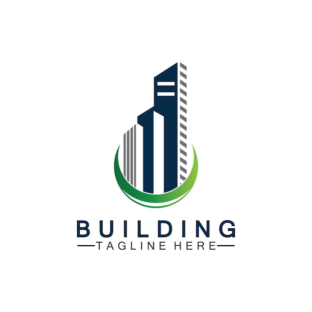 Diseño de ilustración de vector de logotipo de construcción, plantilla de logotipo de bienes raíces, icono de símbolo de logotipo