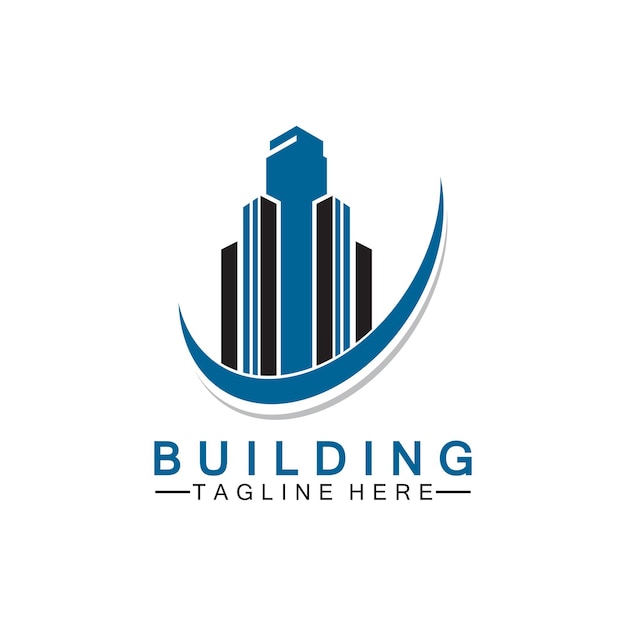 Diseño de ilustración de vector de logotipo de construcción, plantilla de logotipo de bienes raíces, icono de símbolo de logotipo