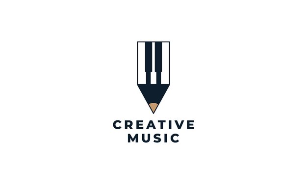 Diseño de ilustración de vector de logotipo creativo de piano y pluma