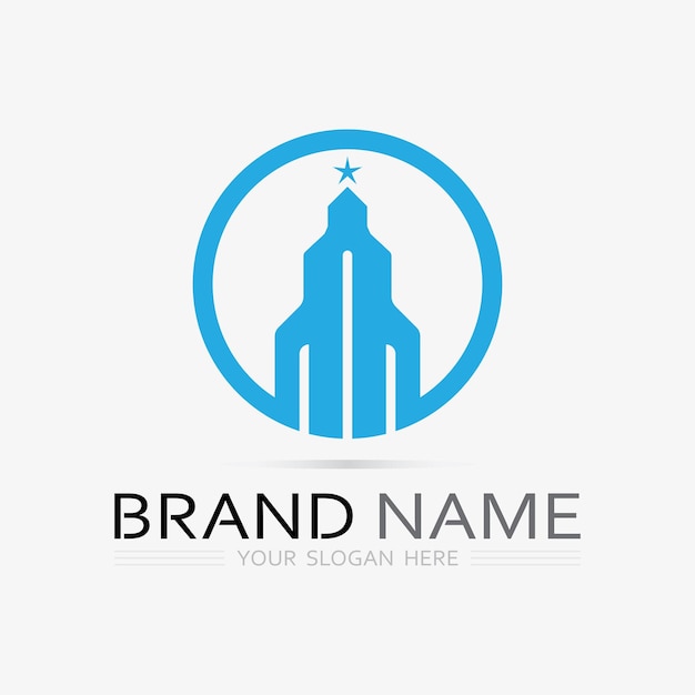 Diseño de ilustración de vector de logotipo de edificioPlantilla de logotipo de bienes raíces Icono de símbolo de logotipo