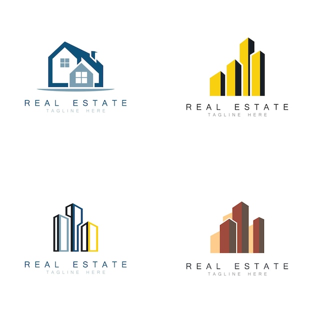 Diseño de ilustración de vector de logotipo de empresa inmobiliaria