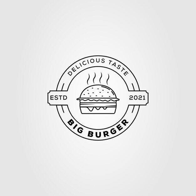 Diseño de ilustración de vector de logotipo de hamburguesa o sándwich de hamburguesa caliente