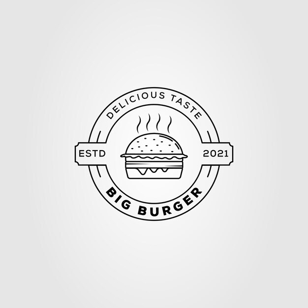 Diseño de ilustración de vector de logotipo de hamburguesa o sándwich de hamburguesa caliente