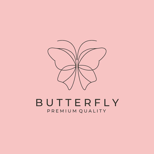 Diseño de ilustración de vector de logotipo de icono de línea de belleza de mariposa diseño de vector mínimo de mariposa abstracta
