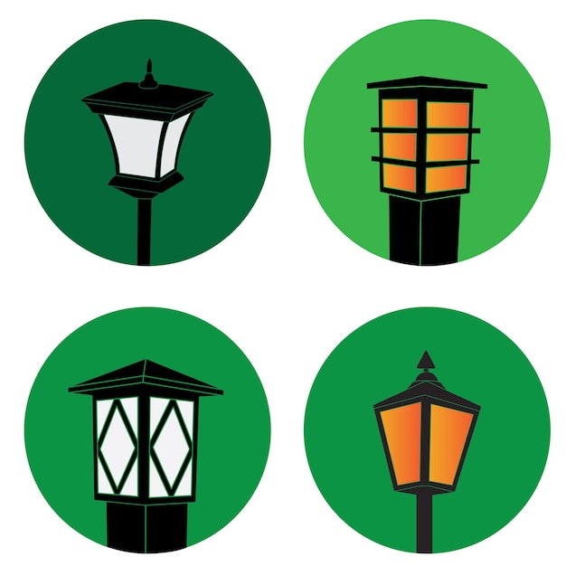 Diseño de ilustración de vector de logotipo de lámpara de jardín
