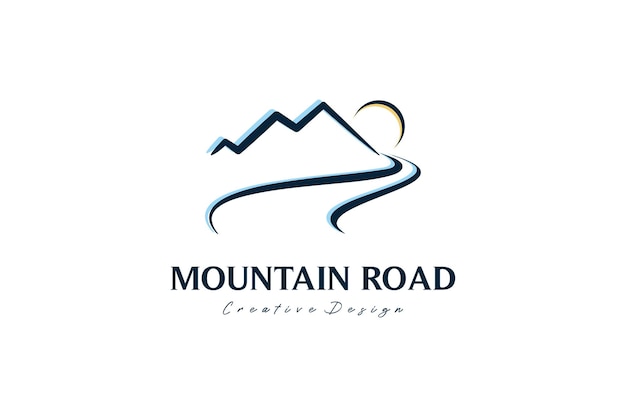 Diseño de ilustración de vector de logotipo de montaña y río con concepto creativo simple