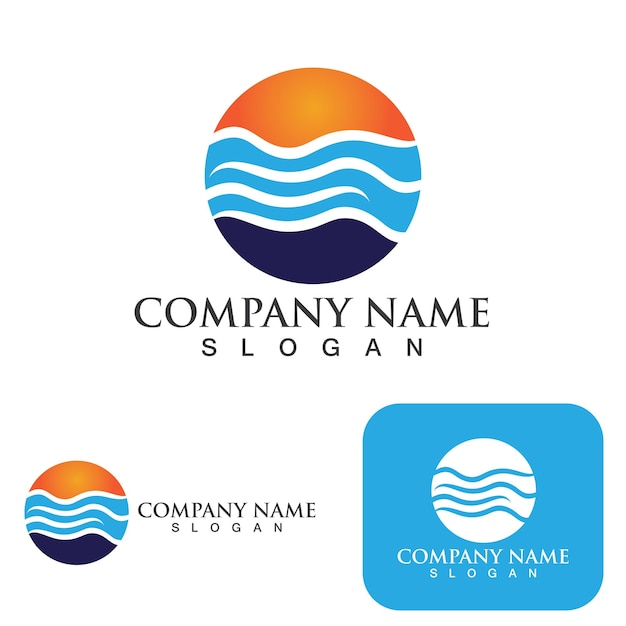 Diseño de ilustración de vector de logotipo de onda de agua