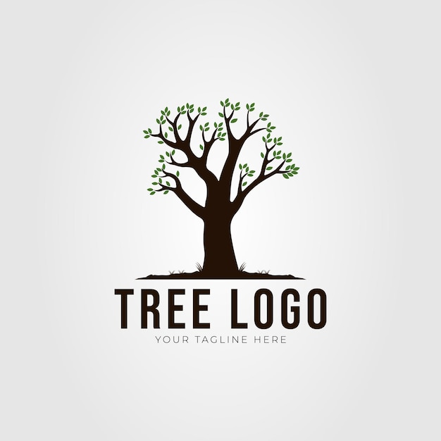Diseño de ilustración de vector de logotipo de planta de roble o naturaleza