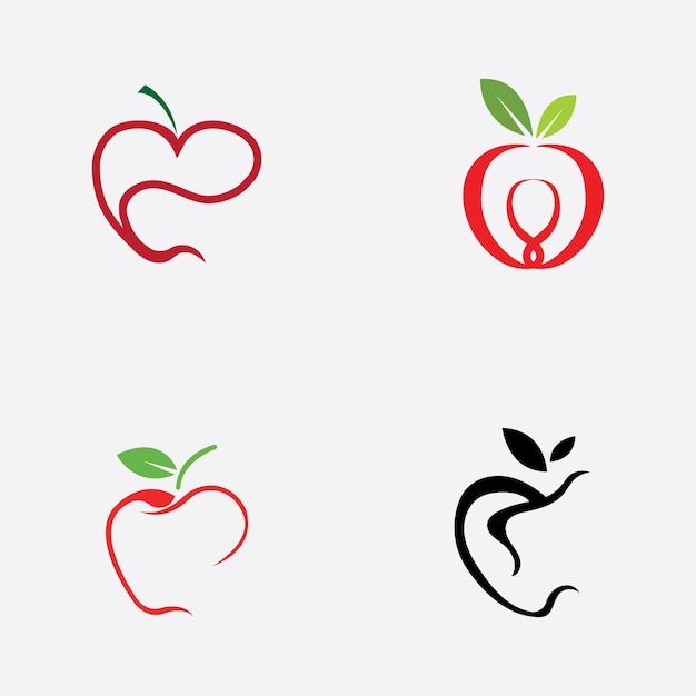 Diseño de ilustración de vector de manzana
