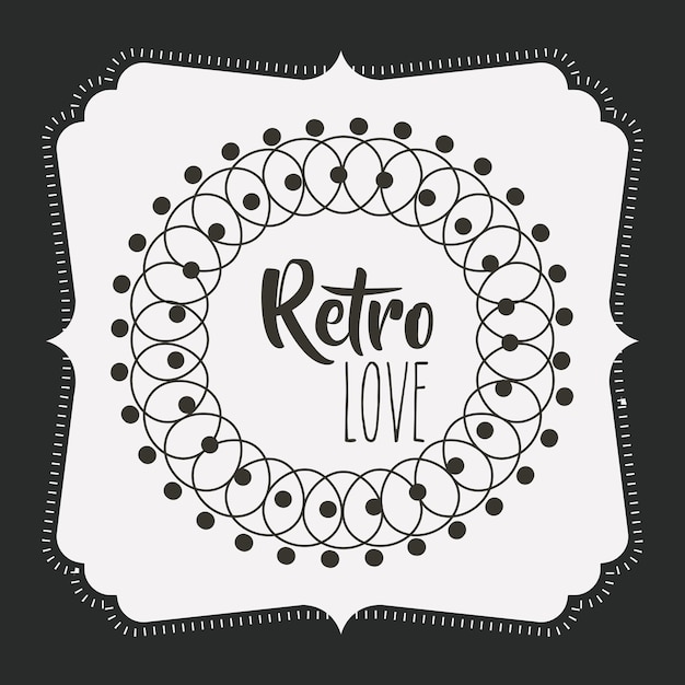 diseño de ilustración de vector de marco de estilo vintage de tarjeta de amor