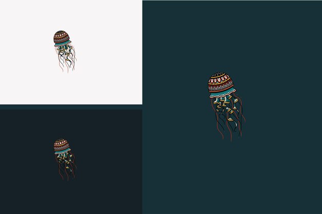 Diseño de ilustración de vector de mascota de medusas