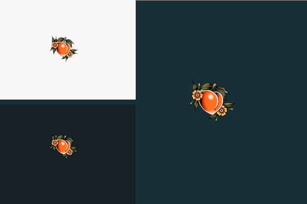 Diseño de ilustración de vector de naranja y flores