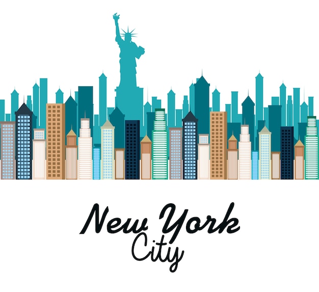 Diseño de ilustración de vector de paisaje urbano de ciudad de nueva york