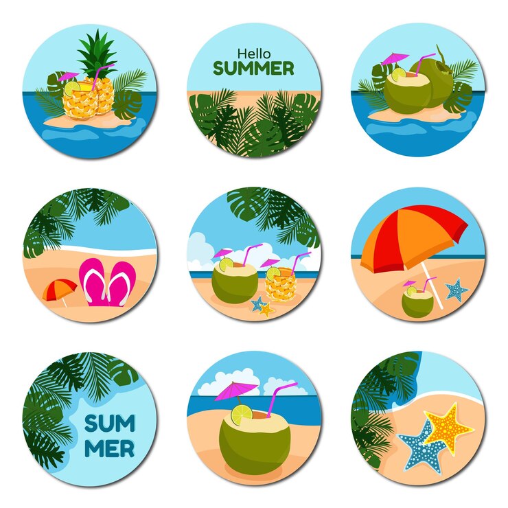 diseño de ilustración de vector de pegatina de tema de verano