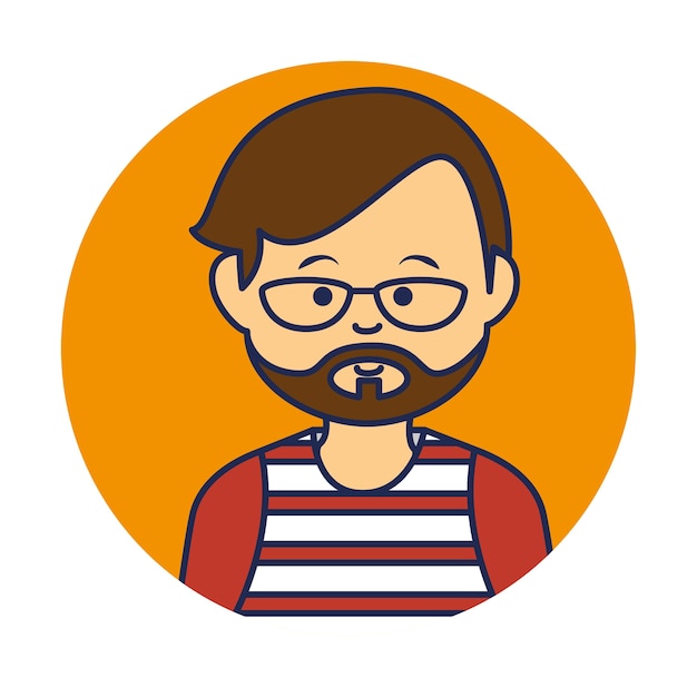 diseño de ilustración de vector de personaje de avatar de hombre joven