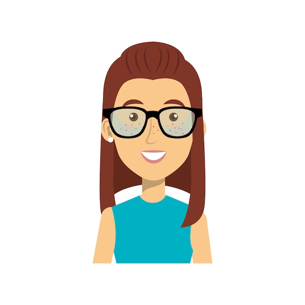 diseño de ilustración de vector de personaje de avatar de mujer joven