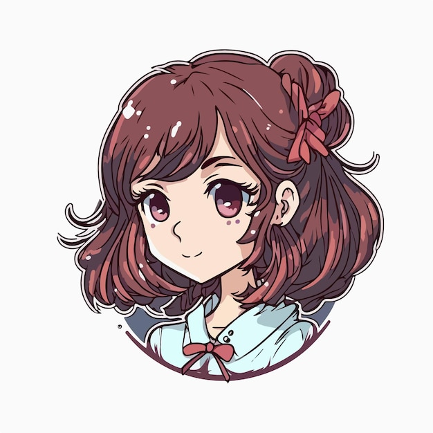 diseño de ilustración de vector de personaje de estilo anime de chica joven. Chica anime manga