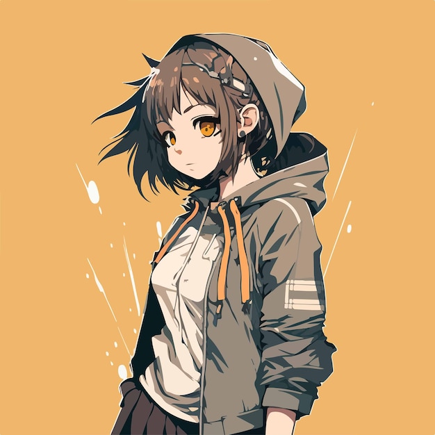 diseño de ilustración de vector de personaje de estilo anime de chica joven. Chica anime manga