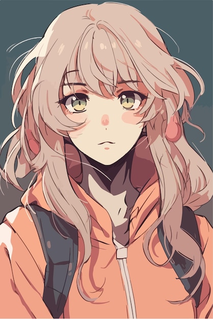 diseño de ilustración de vector de personaje de estilo anime de chica joven Manga Chica de anime Caras de cabello Dibujos animados