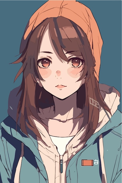 diseño de ilustración de vector de personaje de estilo anime de chica joven Manga Chica de anime Caras de cabello Dibujos animados