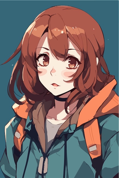 diseño de ilustración de vector de personaje de estilo anime de chica joven Manga Chica de anime Caras de cabello Dibujos animados