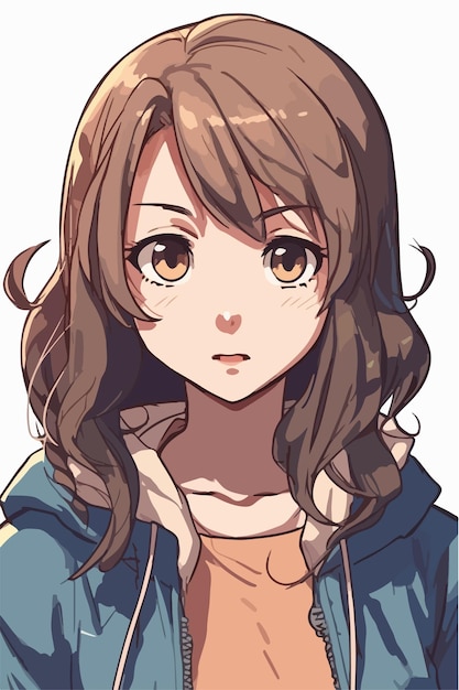 diseño de ilustración de vector de personaje de estilo anime de chica joven Manga Chica de anime Caras de cabello Dibujos animados