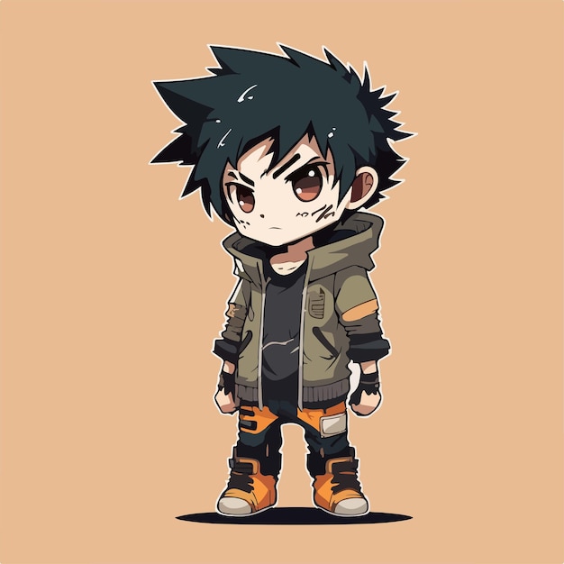 Diseño de ilustración de vector de personaje de estilo anime de hombre joven Manga Anime Boy