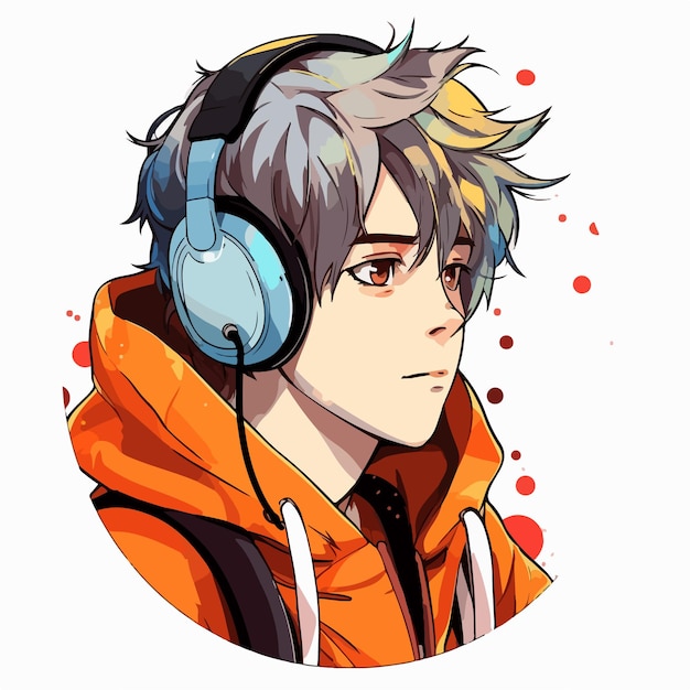 Diseño de ilustración de vector de personaje de estilo anime de hombre joven Manga Anime Boy