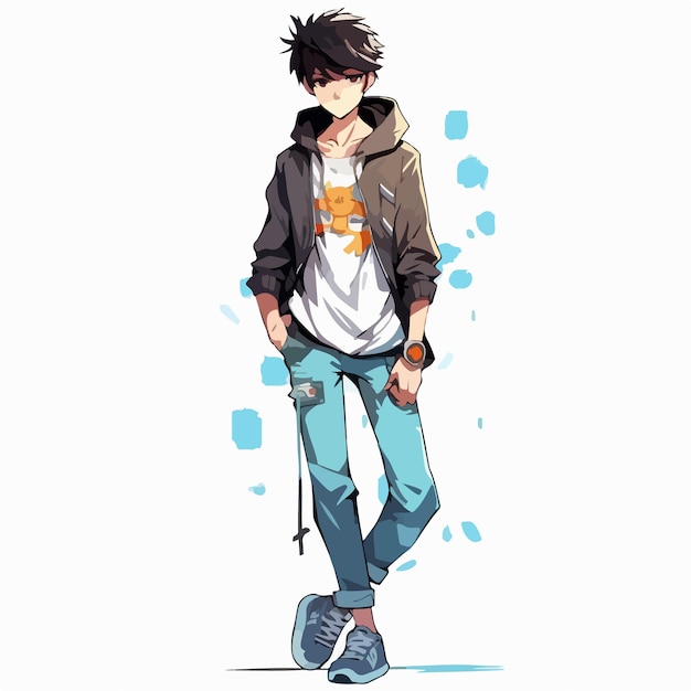 Diseño de ilustración de vector de personaje de estilo anime de hombre joven Manga Anime Boy