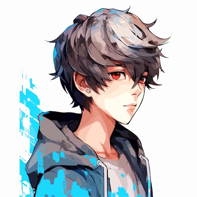 Diseño de ilustración de vector de personaje de estilo anime de hombre joven Manga Anime Boy