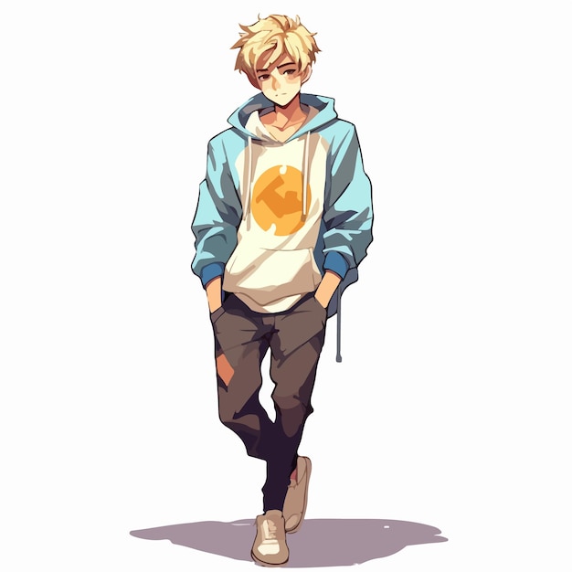 Diseño de ilustración de vector de personaje de estilo anime de hombre joven Manga Anime Boy