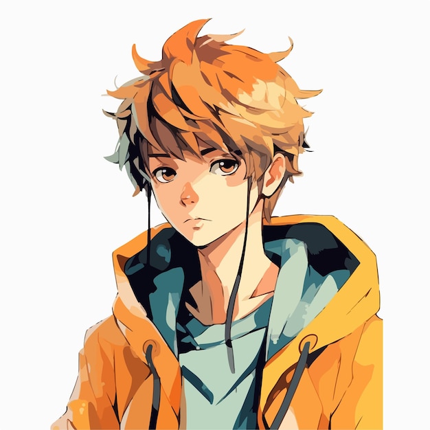 Diseño de ilustración de vector de personaje de estilo anime de hombre joven Manga Anime Boy