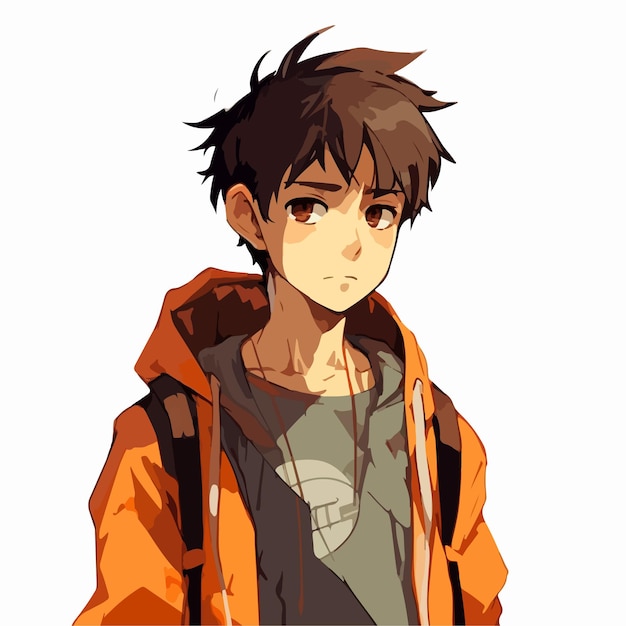 Diseño de ilustración de vector de personaje de estilo anime de hombre joven Manga Anime Boy