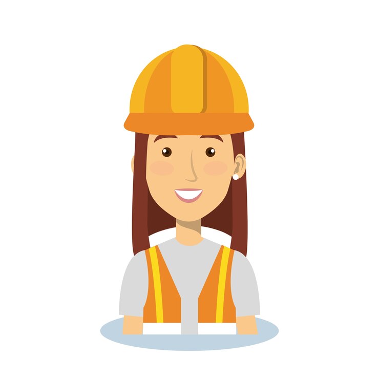 Vector diseño de ilustración de vector de personaje de mujer de construcción profesional