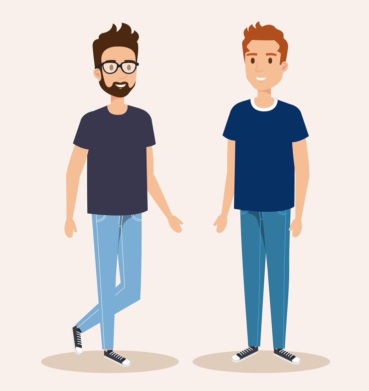 Vector diseño de ilustración de vector de personajes de avatares de chicos jóvenes