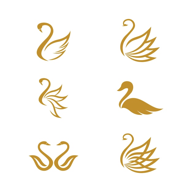 Diseño de ilustración de vector de plantilla de icono de cisne