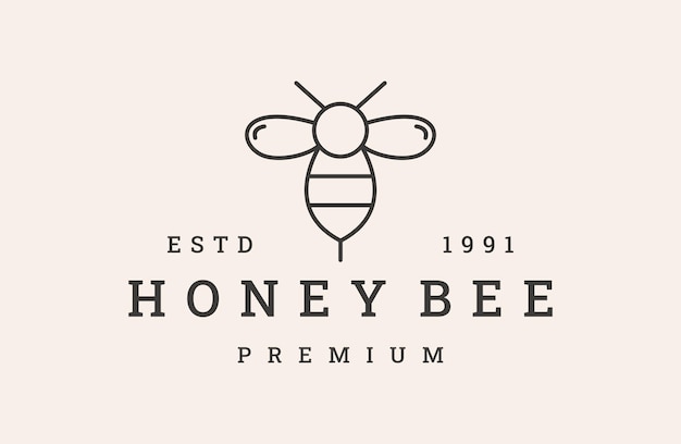 Diseño de ilustración de vector de plantilla de logotipo de abeja de miel
