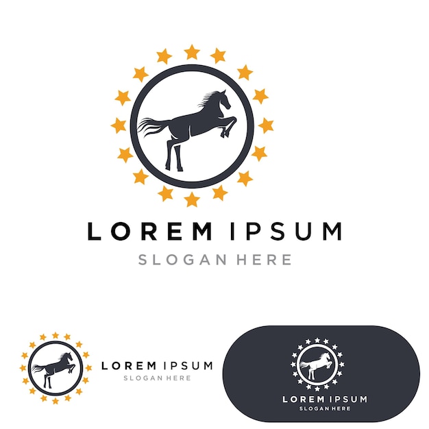 Diseño de ilustración de Vector de plantilla de logotipo de caballo